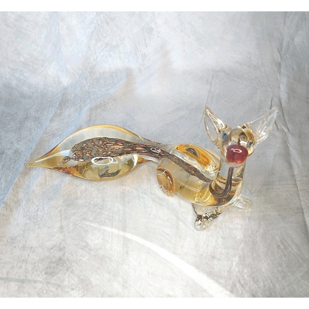 Vintage J.I. Co Murano Glass Fox Figurine Large Piece Good Condition - Picture 3 of 16